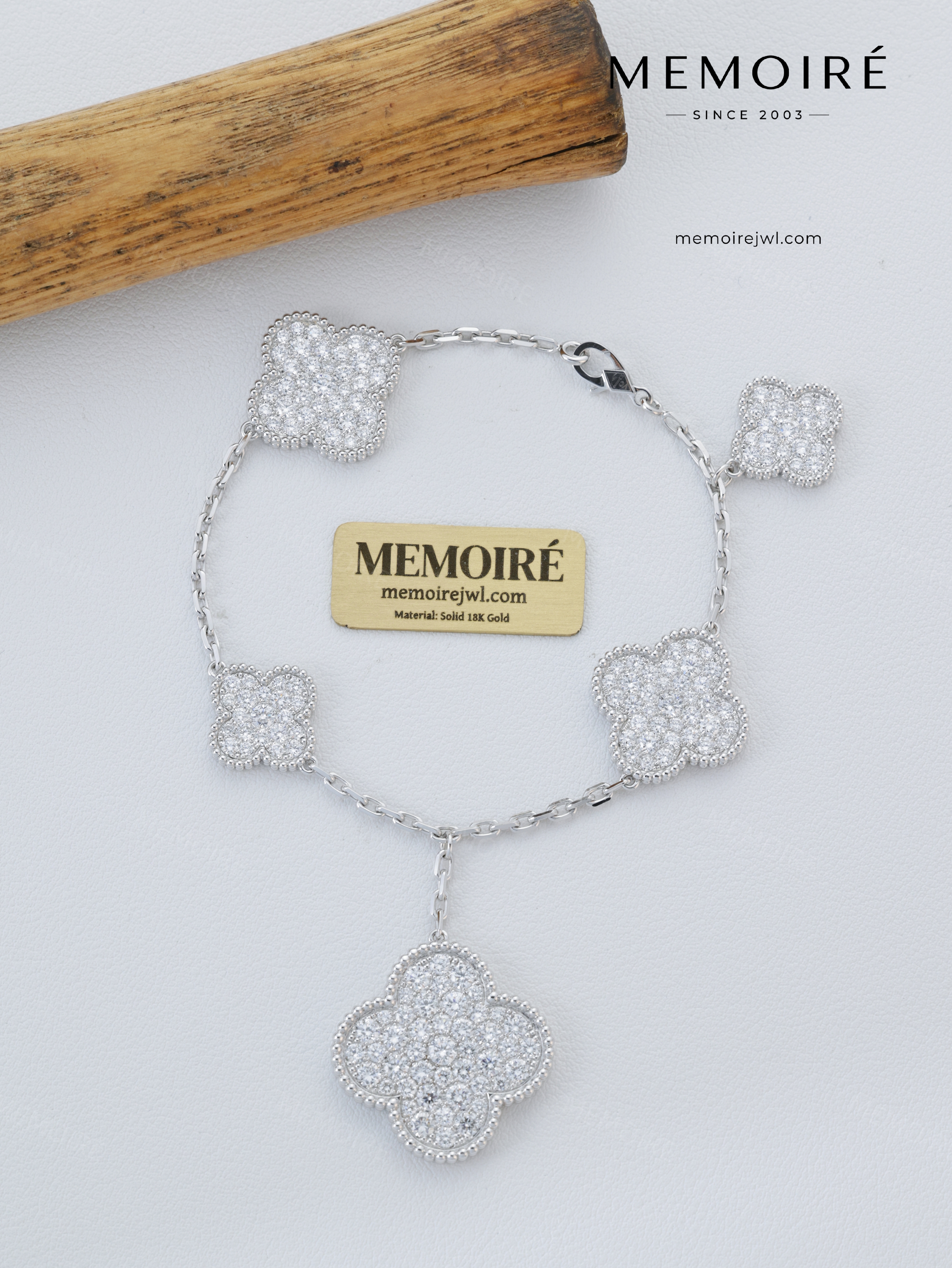 MEMOIRÉ 18K White Gold Irregular Pavé Diamond Six-Flower Bracelet
